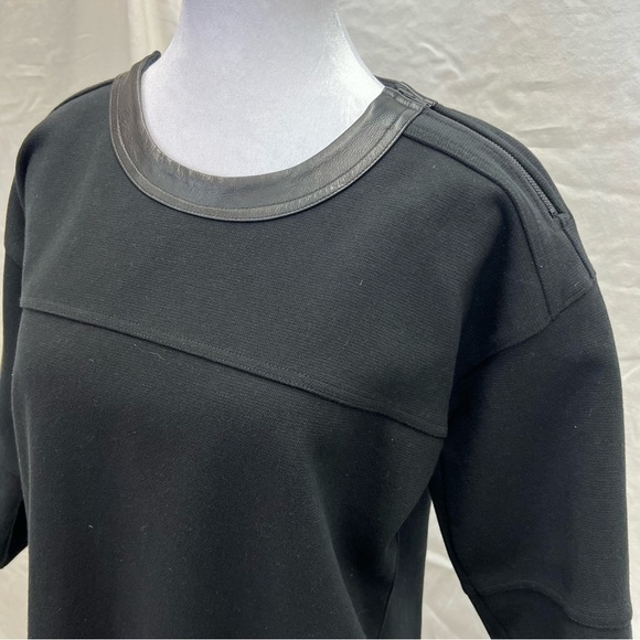 Madewell black shirt dress with zipper detail, pockets and leather trim. - Picture 4 of 13